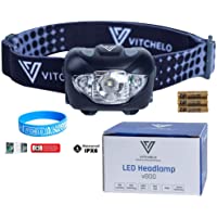 Los mejores  - VITCHELO V800. Linterna Frontal LED de Alta Potencia Ideal para Acampada y Senderismo. Poderosa Linterna de Cabeza con…